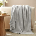 Amélie Home Chenille Knit Throw Blanket for Couch, Chevron Texture Decorative Soft Blanket for Sofa, Bed & Chair, 60"x80", Light Grey