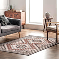 nuLOOM Leighton Machine Washable Southwestern Medallion Ultra Thin Area Rug, 8' Square, Beige
