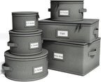 Hard Shell China Storage Containers – 6 Piece Set for Storing Dinner Plates, Salad Plates, Mugs, Quilted Dividers for Safe Moving and Seasonal Storage, Grey
