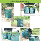 2x72Gallons+1x34Gallons (Free Gloves) Garden Leaf Bags,Reusable Heavy Duty Yard Waste Bag Set,Standable Design and Reinforced 4 Handles for Leaf,Grass,Debris,Camping Trash