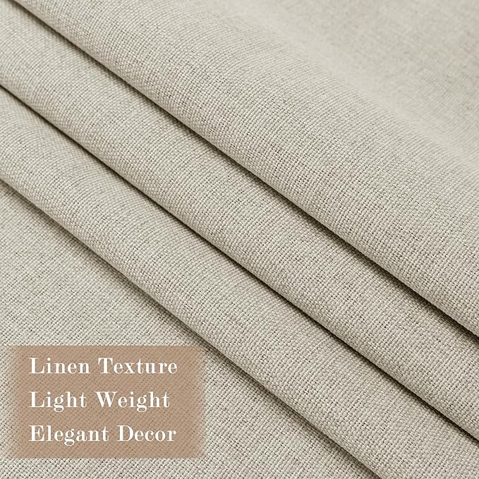 70" W x 108" L Faux Linen Room Divider Curtains, Full Blackout Pinch Pleated Drapes for Traverse Rod, Bedroom Divider Privacy Drapery with Hooks for Ceiling Track, 1 Panel, Ivory White