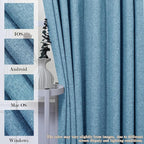 Room Divider Curtains Screen Partitions, Linen Look 100% Blackout Drapery 84 Inches Long, 120" Wide Pinch Pleated Window Drapes, Privacy Protecting, Light Blocking, (1 PC, Blue)