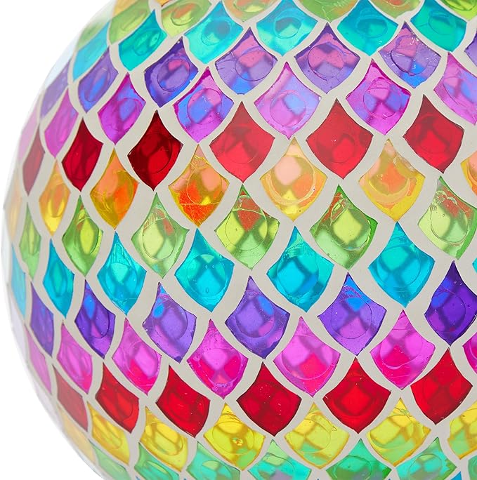 Alpine Corporation - Outdoor Glass Gazing Globe with Mosaic Teardrop Design -10 Inch Diameter, Multicolor