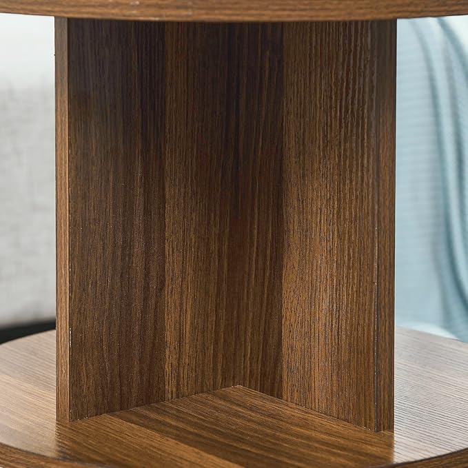 ECYIL Double Layered Independent Storage Rack, Full Circular Color Blocking Bookshelf, Suitable for Home, Office, Living Room, etc (walnut)