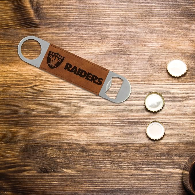 Rico Industries NFL Laser Engraved Bar Blade Faux Leather Laser Engraved Bar Blade - Great Beverage Accessory for Game Day