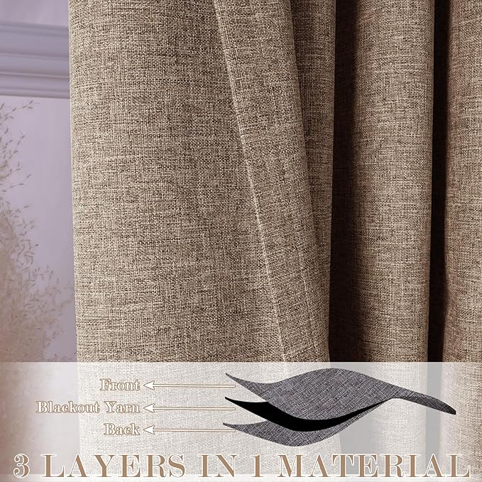 120" Wx96 L Linen Room Divider Drapes for Doorway/Glass Window/Sliding Door/Patio, Extra Wide Pinch Pleated Full Blackout Curtains for Girls Boys Teen Kids Room, 1 Panel, Taupe