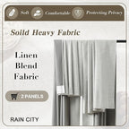 RAIN CITY Natural Blackout Curtains 96 Inch Long 2 Panels Set,Back Tab/Rod Pocket/Pleated Look with Hooks,Linen Blend Textured Rustic Farmhouse Heat Insulated Summer Drapes for Living Room 50W x 96L