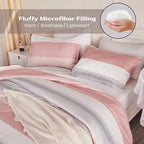 Litanika Pink King Size Comforter Set, 3 Pieces Blush White Colorblock Lightweight Bedding Comforter Set