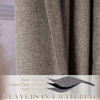 Full Blackout Privacy Curtains, 240 Inch Extra Wide Linen Blend Drapes, Pinch Pleat Window Drapery for Room Divider Storage/Space Room Separation, 1 Panel, W 240" x L 96", Light Coffee