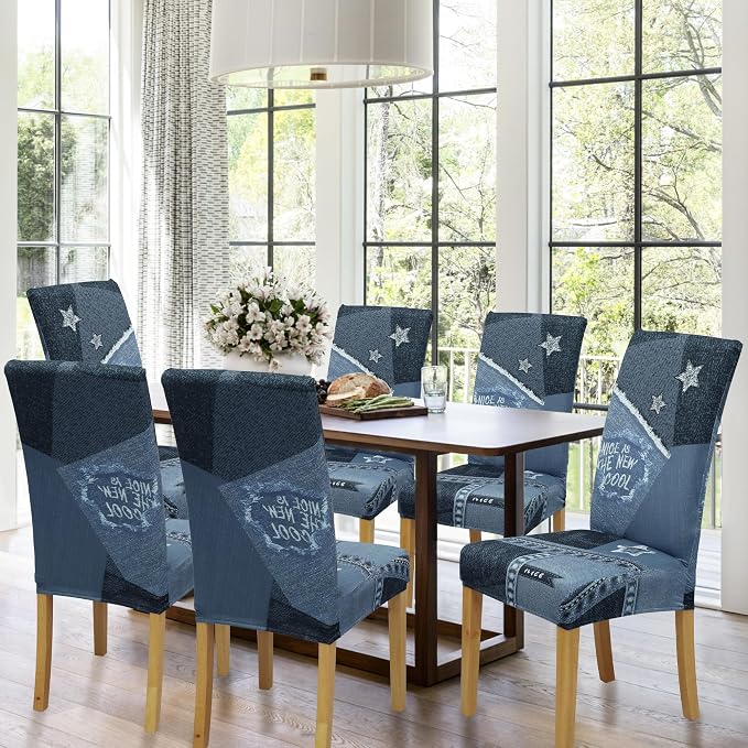 Dining Chair Covers, Stretch Seat Covers, Washable Furniture Protector | 4 Pack, Washable, Stretch Fit, Soft, Non Slip, Dining Chair Covers, Seat Protector, Furniture Cover,Easy Clean