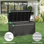 150 Gallon Resin Deck Box, Large Indoor and Outdoor Storage Box, Weatherproof and UV Resistant Outdoor Storage Box with Built-in Steel Beams for Patio, Cushions, Pool Supplies