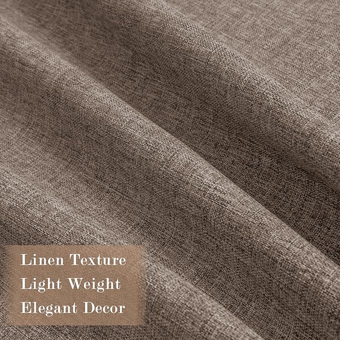 Room Divider Curtains Screen Partitions, Linen Look 100% Blackout Drapery 108 Inches Long, 100" Wide Pinch Pleated Window Drapes, Privacy Protecting, Light Blocking, (1 PC, Light Brown)