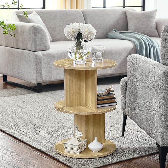 ECYIL Double Layered Independent Storage Rack, Full Circular Color Blocking Bookshelf, Suitable for Home, Office, Living Room, etc (nature)
