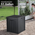 YITAHOME Deck Box, 51 Gallon Weatherproof Outdoor Storage Container for Patio Cushions, Pool Supplies, Garden Tools, Lockable Lid and Side Handles, Black