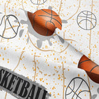 NINENINE White Basketball Comforter Sets for Teen Boys Full Size Sports Bedding White and Gold Comforter Sets with 1 Comforter 2 Pillowcases