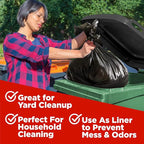 ToughBag 64-65 Gallon Trash Bags Heavy Duty, 50 x 48” Large Black Garbage Bags (50 Count) - Made In USA