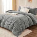 Andency Grey Fleece Comforter Set King, 3 Pieces Fuzzy Fluffy Faux Fur Bedding Comforter, Plush Shaggy Sherpa Bed Set for Winter (104x90Inch Comforter)