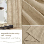 LAMIT Linen Curtains 63 inches Long for Bedroom, Bronze Grommet Linen Drapes Light Filtering Semi Sheer Curtains for Small Window/Farmhouse, 2 Panels (38 x 63 Inch, Brown)