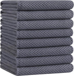 Homaxy 100% Cotton Oversized Waffle Weave Kitchen Towels 8-Pack, Dark Grey | 20 x 28 Inches, Ultra Soft Absorbent Dish Towels, Quick Drying Large Cleaning Towels