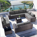 Kullavik 12PCS Outdoor Patio Furniture Set PE Wicker Rattan Sectional Sofa Patio Conversation Sets,Grey