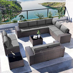 Kullavik 12PCS Outdoor Patio Furniture Set PE Wicker Rattan Sectional Sofa Patio Conversation Sets,Grey