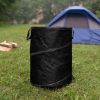 Wakeman Collapsible Trash Can - 46-Gallon Garbage Can Outdoor Bin with 3 Stakes for RV, Camping, Storage, Recycling, or Yard Waste Outdoors (Black)