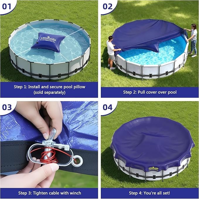 Pool Covers for Above Ground Pools - 30 ft Round Winter Pool Cover, Extra Durable Cold- and UV-Resistant Heavy-Duty Swimming Pool Cover for Winterizing