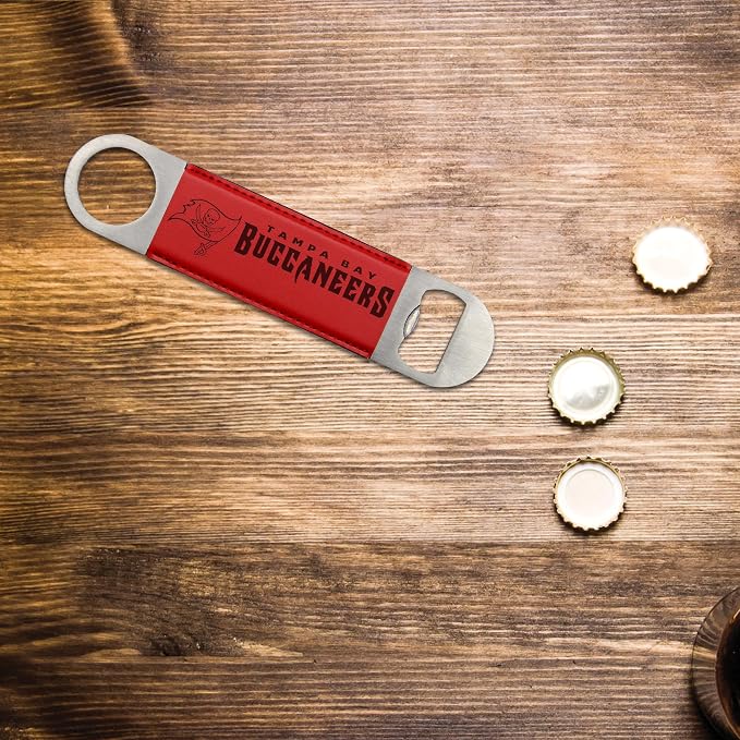 Rico Industries NFL Laser Engraved Bar Blade Faux Leather Laser Engraved Bar Blade - Great Beverage Accessory for Game Day