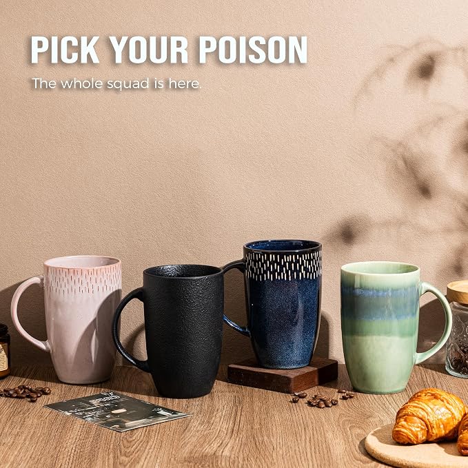 22oz Oversized Heavyweight Ceramic Coffee Mug, Large (Green) | 22oz Extra Large, Oversized Heavyweight Ceramic, Reactive Glaze, Microwave & Dishwasher Safe, Prop 65 Compliant, Gift Box