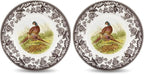 Spode Woodland Pheasant Luncheon Plate - 9" Fine Earthenware Plate with British Flowers Border, Rustic Game Bird Design - Dishwasher, Microwave, Oven & Freezer Safe - Made in England (Pack of 2)