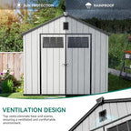 YITAHOME 8x10 FT Outdoor Storage Shed with Floor, Plastic Garden Shed for Bikes, Tools, and Pool Supplies, Outdoor Resin Shed with Lockable Doors, Windows, and Vents for Patio, Lawn, Backyard, Gray