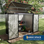 2 Trash Cans Metal Outdoor Storage, 3x6 FT Garbage Bin Storage Shed with Chain Lid, Garbage Can Metal Sheds for Garden, Backyard, Lawn and Patio