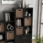 Apexa 6 Cube Storage Organizer Shelves, Stackable Wood Bookcase Fits Cubby Bins for Organization, Dorm Teen Room Decor & Home Office, Black