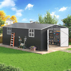 12x18 FT Outdoor Storage Shed, Garden Shed with Updated Frame Structure and Lockable Doors, Metal Tool Sheds for Backyard Garden Patio Lawn,Black