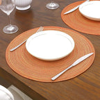 SHACOS Round Braided Placemats Set of 6 Fall Place Mats Washable Polyester 15 inch Round Table Mats for Dining Table Wedding Party Decor (Fall Color Mix, 6)