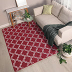 Chicrug Shag Geometric 4x6 Area Rug for Living Room, Large Modern Memory Foam Indoor Carpet, Fluffy Rug for Bedroom Bedside Room Decor for Family Girls Kids Nursery, Wine Red/White