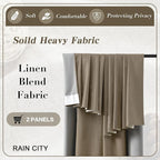 Linen Brown Room Darkening Curtains for Living Room,Pinch Pleated Back Tab Drapes with Hooks,Linen Burlap Thermal Insulated Noise Reducing Window Curtain Panels for Bedroom,W50 x L90, 2 Panels