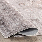 nuLOOM Elsa Floral Blossom Machine Washable Ultra Thin Area Rug, 4' x 6', Beige