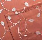 MIUCO Floral Embroidered Semi Sheer Curtains Faux Linen Extra Wide Grommet Window Panel Pair for Bedroom 52 x 95 Inch, Rust