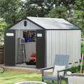 Domi 8x10FT Resin Outdoor Storage Shed with Lockable Door, Waterproof Outside Sheds with Windows & Vents, Heavy-Duty Plastic Tool Storage Shed for Patio Furniture, Lawn Mower, Bike
