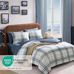 Blue King Size Comforter Set, Plaid King Bed Sets for Boys & Girls,Classic Homestead-Style King Sized Comforter Bedding Set with Sheets and Comforter Sets
