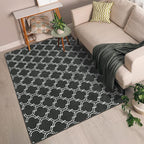 Chicrug Shag Geometric Modern Area Rug for Bedroom, 3x5 Feet Memory Foam Indoor Carpet, Fluffy Rug for Living room Bedside Room Decor for Family Girls Kids Nursery Play Mat, Dark Grey/White