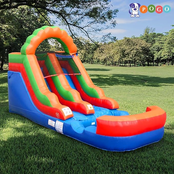 Inflatable Water Slide for Kids & Toddlers with Inflatable Pool, Backyard, Park or Commercial Use, Outdoor Water Play, Includes Blower Stakes, Splash Pool & Storage Bag, Large 21' x 9' x 12'