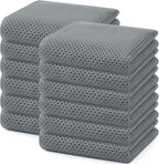 Homaxy 100% Cotton Waffle Weave Kitchen Dish Towels 12-Pack, Grey | 13 x 28 Inches, Ultra Soft Absorbent Dish Towels, Quick Drying Cleaning Towels