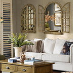 Window Mirrors for Wall Decor -Arched Wall Mirror Farmhouse Wall Decor Wood Frame Decorative Wall Mirrors Like Window for Bedroom, Living Room, Entrance, Dining Room