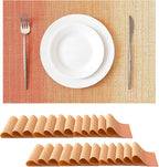 Leetaltree Gradient Burnt Orange Woven Placemats Set of 24 - Heat Resistant Non-Slip Fall Place Mats for Dining Table, Washable Durable PVC Vinyl Woven Table Mats(Gradient Orange-red, 24)