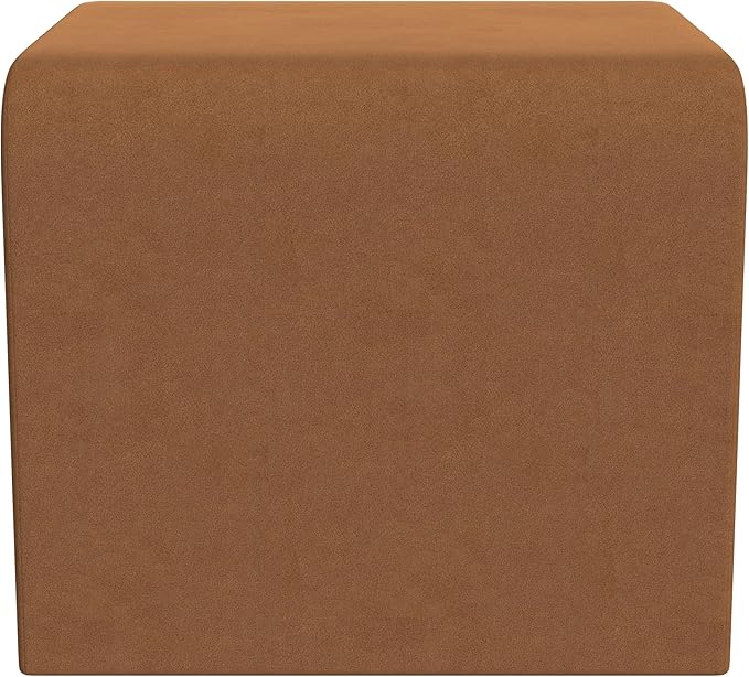Modern Channel Rust Velvet Foot Stools Ottoman Home Décor, Soft Ottoman Foot Rest Chair for Bedroom and Living Room, Vanity Chair and Stool in Dressing Area, and Lounge