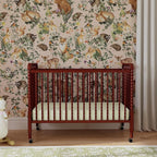 DaVinci Jenny Lind 3-in-1 Convertible Crib in Rich Cherry, Removable Wheels, Greenguard Gold Certified