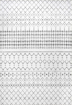 nuLOOM Moroccan Blythe Machine Washable Area Rug, 4' x 6', Grey, Rectangular, 0.1" Thick