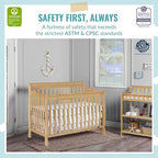 Ashton 4-In-1 Convertible Crib In Natural, Greenguard Gold, JPMA Certified, Non-Toxic Finishes, Features 4 Mattress Height Settings, Made Of Solid Pinewood